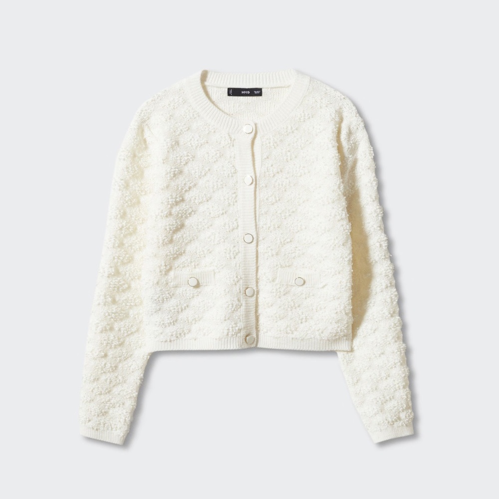 MANGO - Textured Button Cardigan (Women's Size M)
